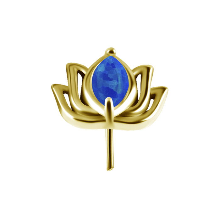 attachment push in - lotus flower with blue opal - CoCr NF - silver - PI-003