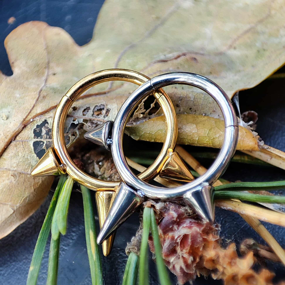 Titanium   ring with CLICKER studs - TK-033