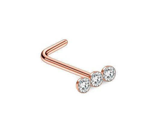 Rose gold zirconia nose stud - NS-015