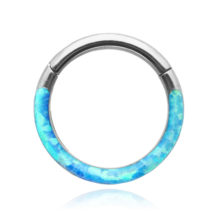 Titanium CLICKER ornamental   with opal - OP 05 - TK-029