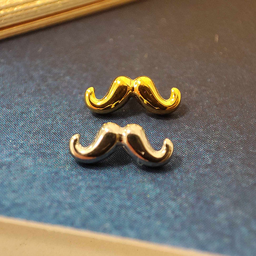 Titanium labret mustache - gold - TGW-175