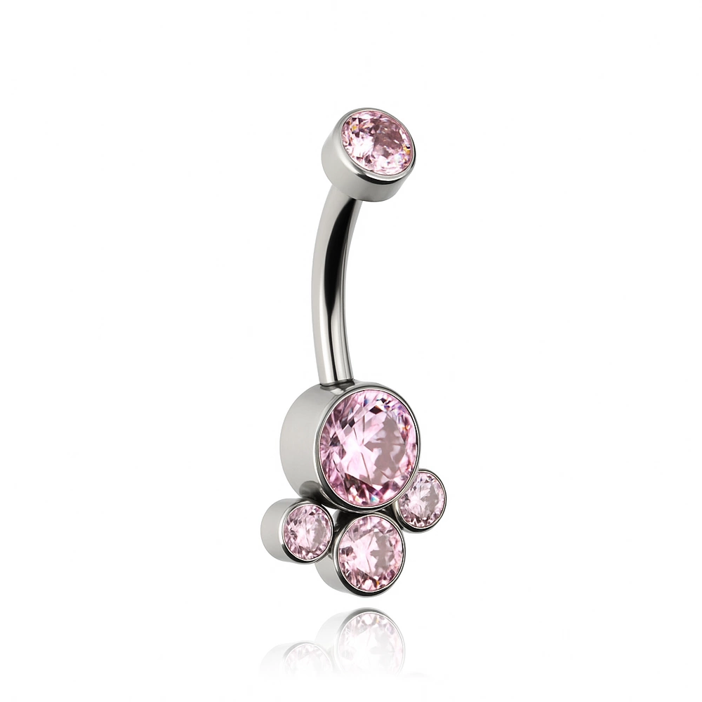 Titanium Belly button ring decorative pink - TPP-013