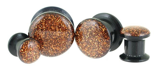 Acrylic plug - gold glitter - PT-009