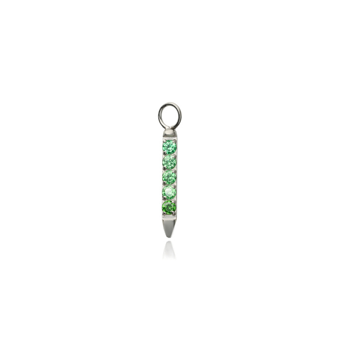 Titanium Charms with green zircons - silver - D-063