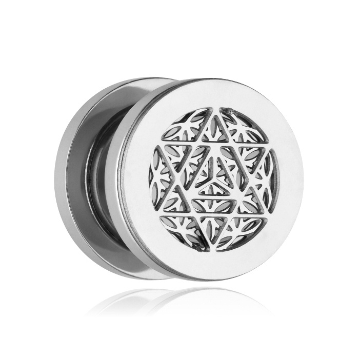 Openwork tunnel with star - silver - PT-188