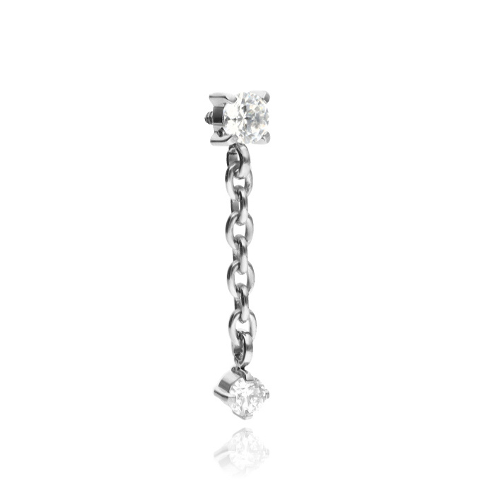 Titanium attachment with white zircons - silver - TNA-094