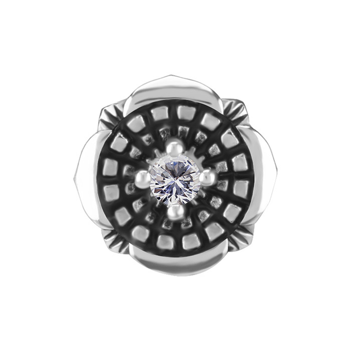 Attachment push in - flower with white zirconia - CoCr NF - silver - PI-015