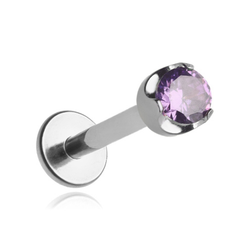 Titanium labret with purple zirconia