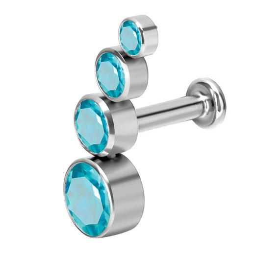 Titanium labret - Premium CRYSTALS - blue - TGW-074