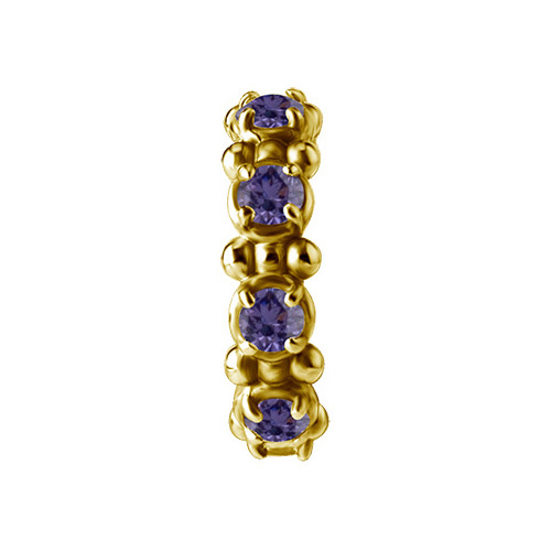 Earring clicker gold with purple Premium Zirconia - CoCr NF - K-062