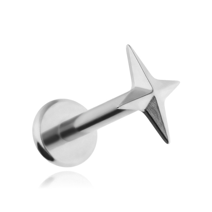 Titanium labret star silver