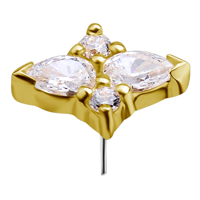 attachment 18K gold ornamental with white zircons - GD18K-046