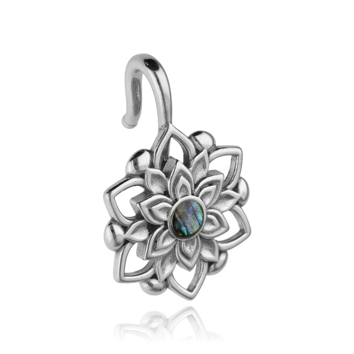 Weight, flower ear hanger - silver - PT-174