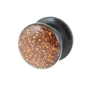 Acrylic plug - gold glitter - PT-009