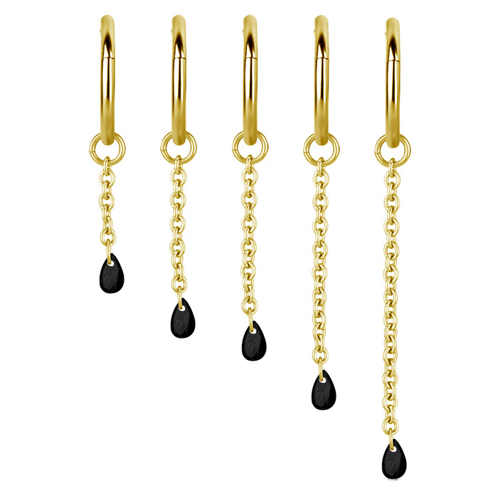 Charms chain with black zirconia - gold - D-074