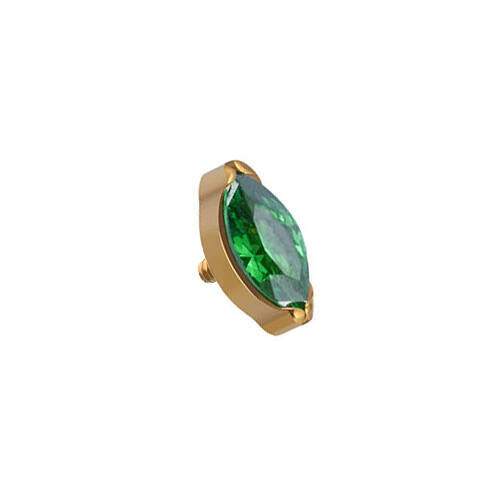 Titanium attachment  teardrop with green zirconia - gold - TNA-107