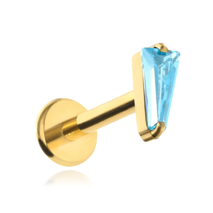  Titanium labret with blue zirconia - gold