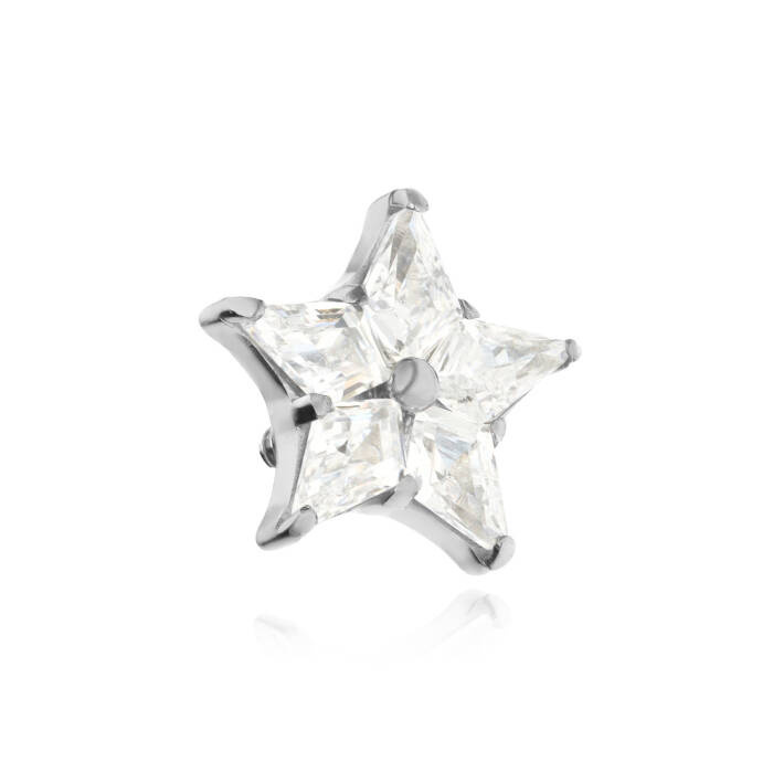 Titanium attachment star with white zirconia - silver - TNA-120