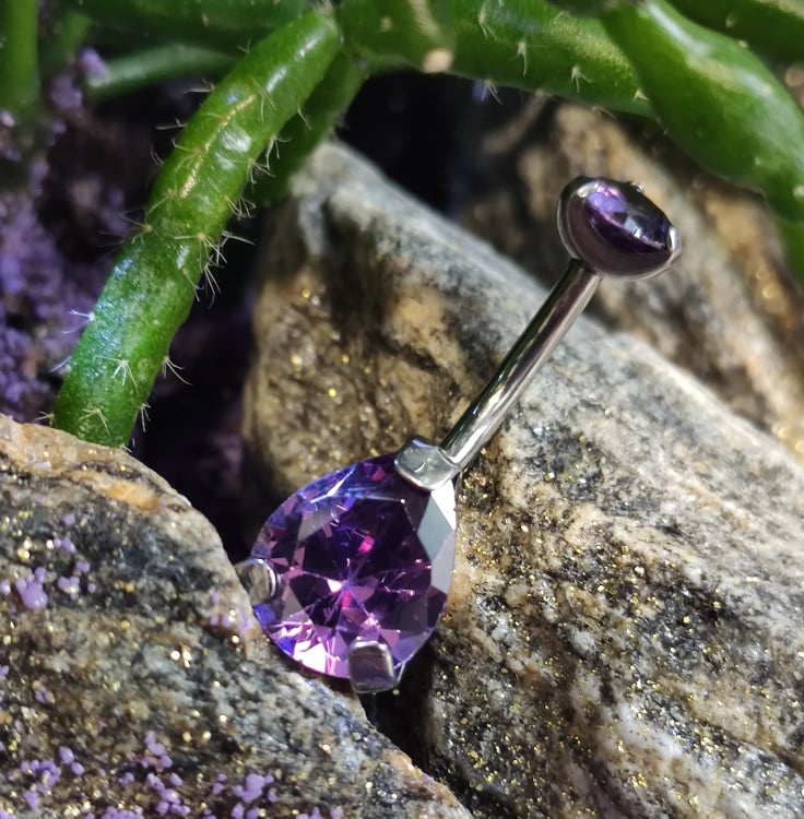 Titanium Belly button ring decorative purple - TPP-015