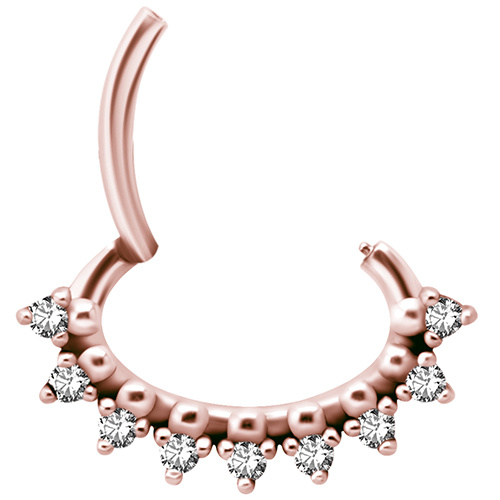 Rose gold clicker ring with white premium Zirconia - K-047