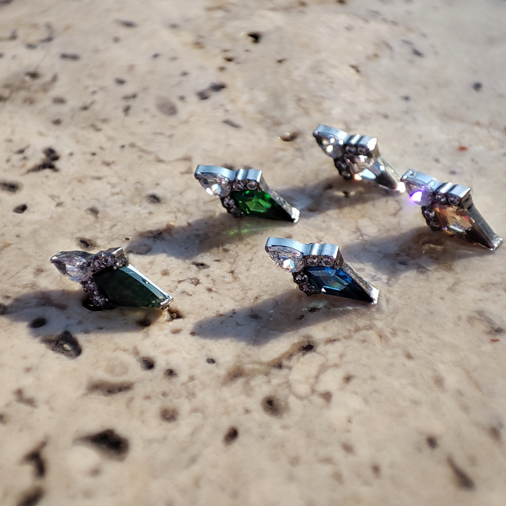 Titanium attachment with mossy agate and white zircons - sterling silver - TNA-010