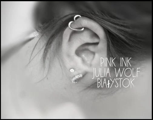 Earring Continuous Bifurcated gold heart - CON-002