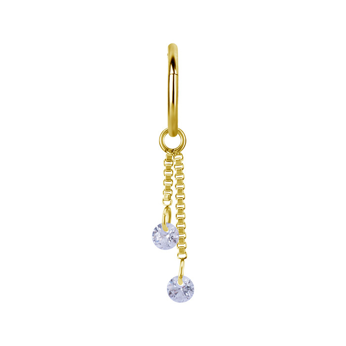 Charms chain with white zircons - gold - D-071