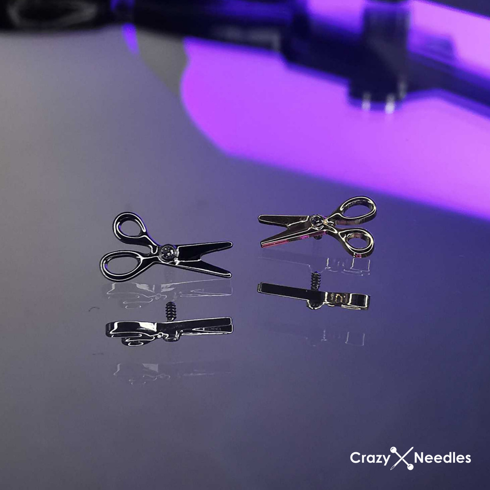 Titanium attachment scissors with white zirconia - silver - TNA-050