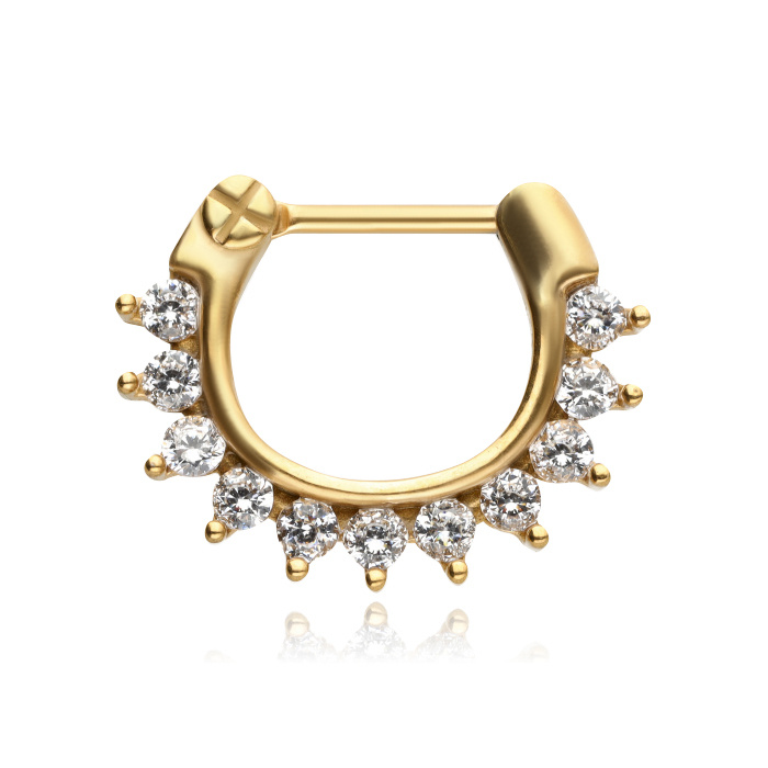 Septum nose clicker gold with zirconia - K-059