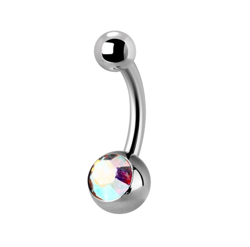 Titanium Belly button ring colored zirconia - TPP-010