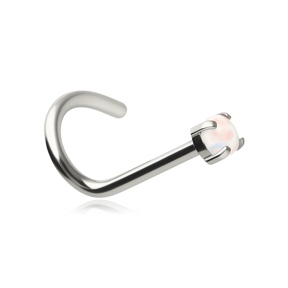Titanium nose stud with blue opal op05 - TN-005