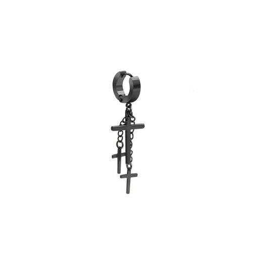 HUGGIE earring decorative crosses black - KH-010