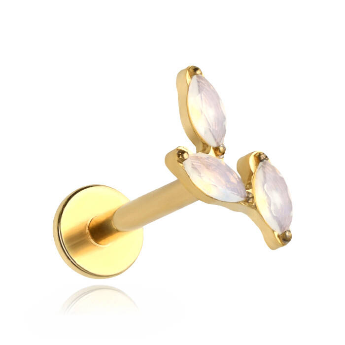 Titanium labret milky cubic zirconia - gold
