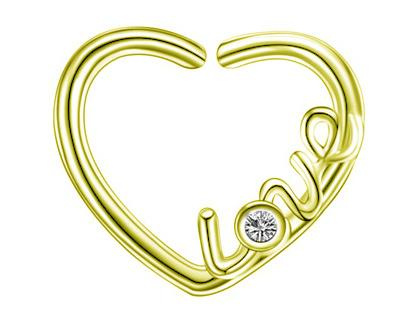 Earring Continuous bifurcated heart Love gold - left - CON-018