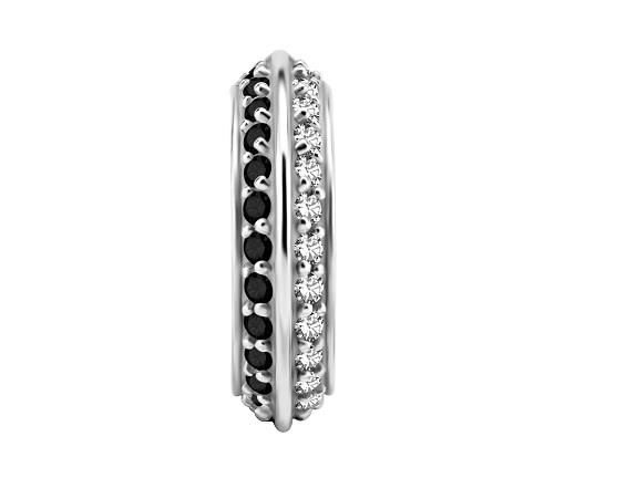 Clicker   ring with white and black zircons - K-015