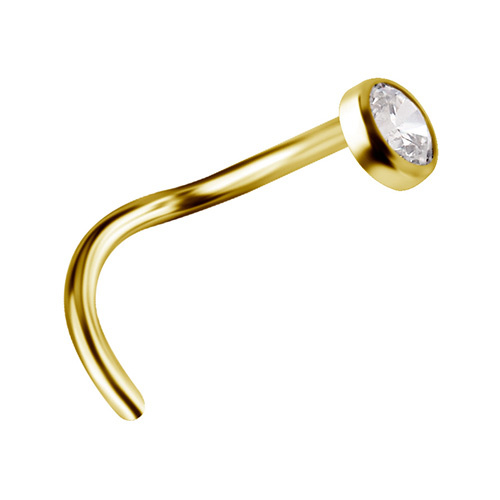 Titanium nose screw with white zirconia - gold - TN-007