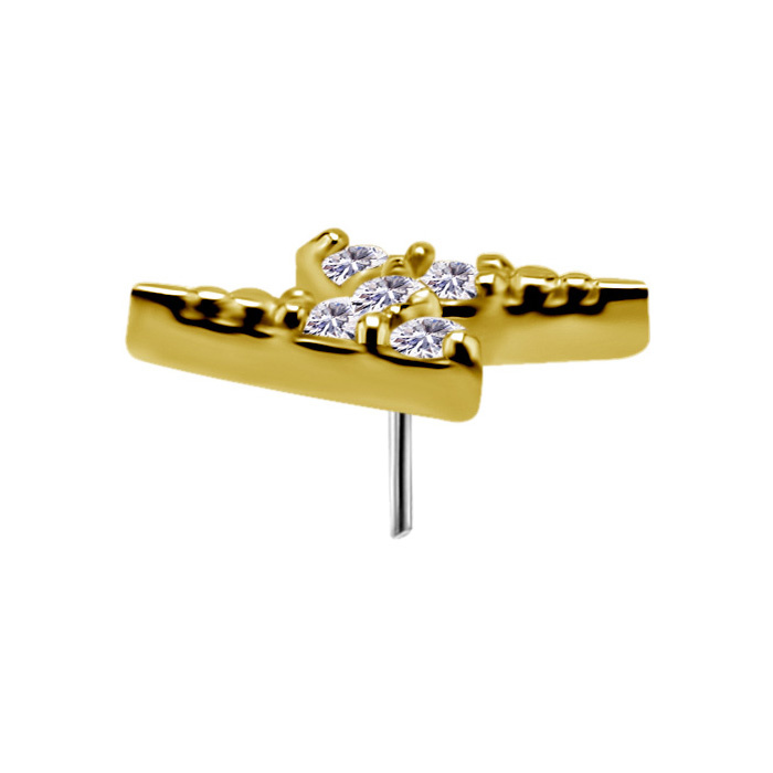 attachment 18K gold lightning bolt with white zirconia - left - GD18K-053