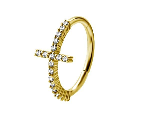 Gold  clicker   ring - cross - K-014