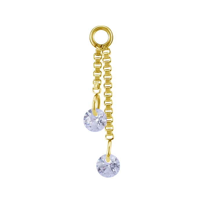 Charms chain with white zircons - gold - D-071