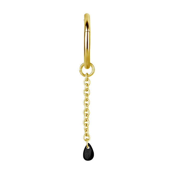 Charms chain with black zirconia - gold - D-074