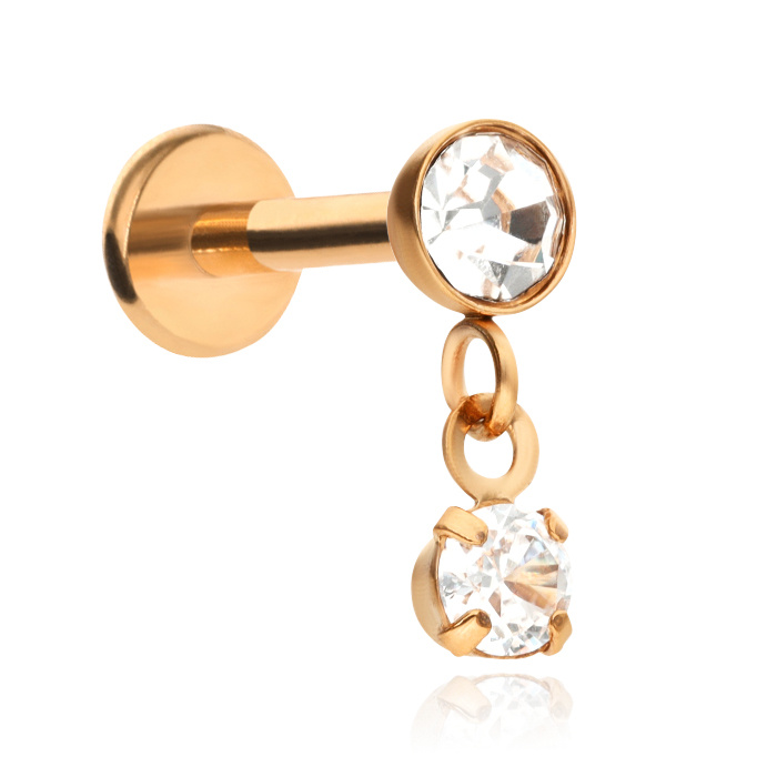 Labret rose gold ornamental with zirconia - LGW-017