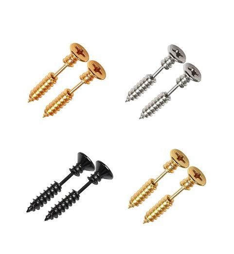 Gold earring / cartilage screw earring - CH-051