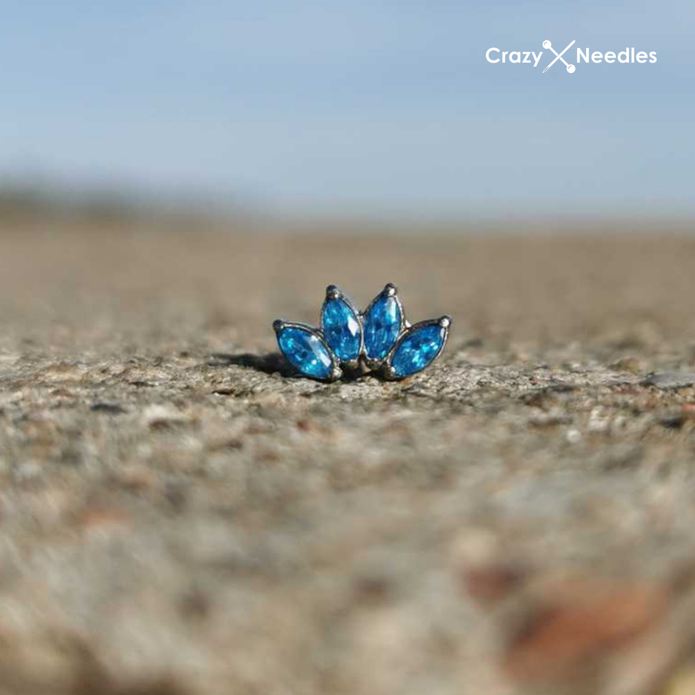 Titanium labret - blue zirconia - TGW-076