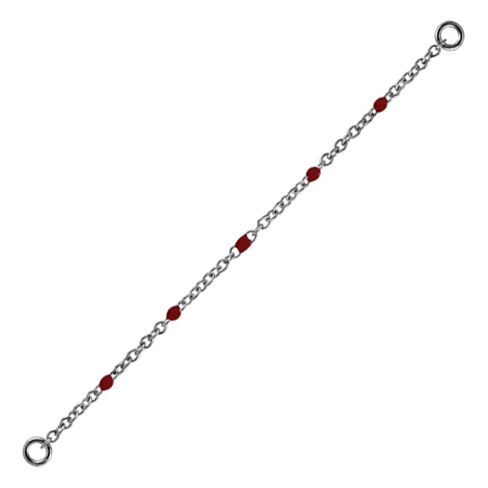 Chain - red beads - silver - D-023