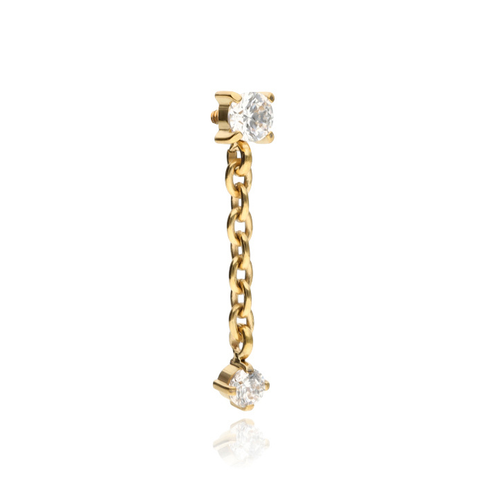 Titanium attachment with white zircons - gold - TNA-094