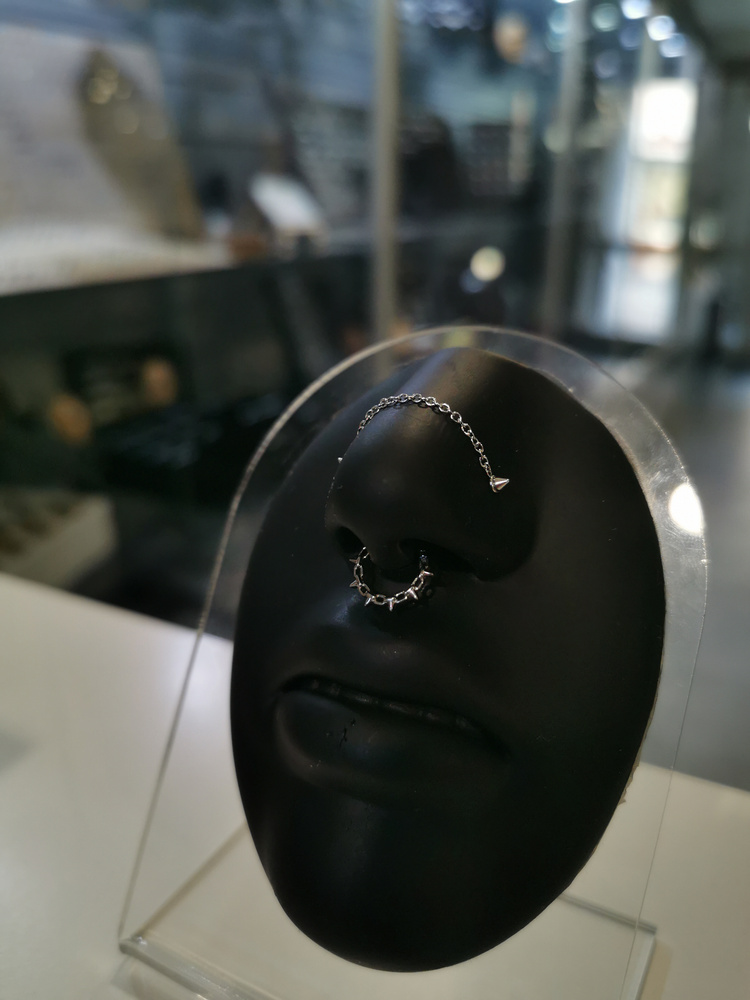 Titanium piercing clicker with studs - silver - TK-097