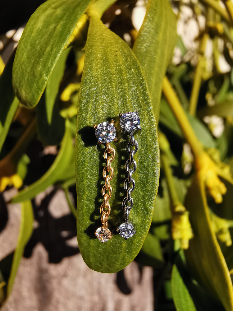 Titanium attachment with white zircons - silver - TNA-094