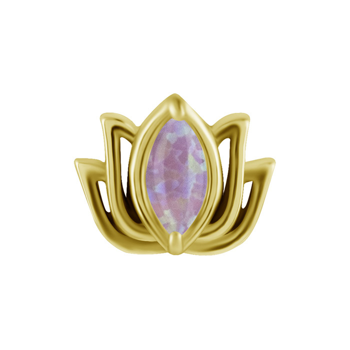 attachment push in - lotus flower with purple opal - CoCr NF - silver - PI-003