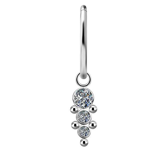 Titanium Charms - PREMIUM ZIRCON - silver - D-030