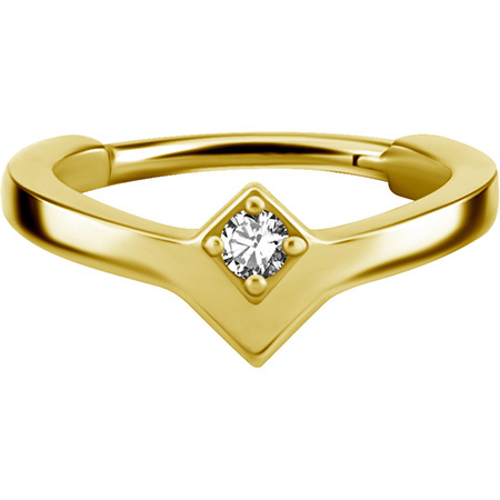 Gold  clicker   ring - Premium Zirconia - K-016